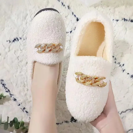 Womens Winter Slippers Warm Short Plush House Shoes Laides Slip on Moccassins Fashion Lady Flats Loafers Non Slip