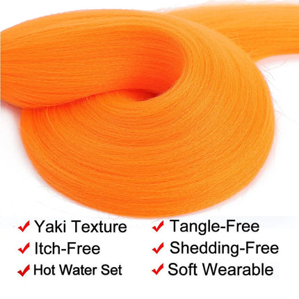 Braiding Hair Pre Stretched Soft Yaki Synthetic Crochet Hair Braid Extension Hot Water Setting Green Pink Orange Yellow Hair