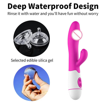 Rabbit Vibrator Dildo Powerful Dual Vibration G Spot Clitoris Stimulation Masturbators Vaginal Massager Adult For Women Sex Toys