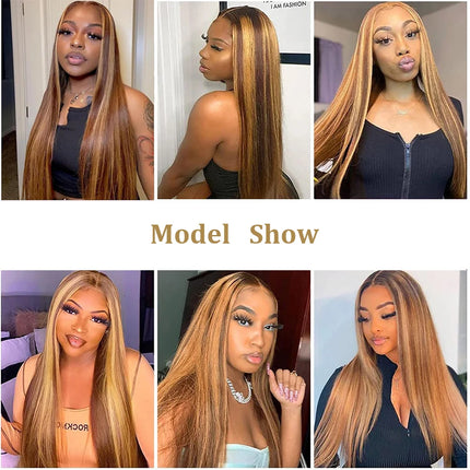 P4/27# Highlight 360 Lace Frontal Only Straight Ombre Honey Blonde 2x6 4x4 5x5 13x4 Lace Closure P4/27# Human Hair Extensions
