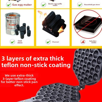 Eggs Bubble Ball Baking Pan Iron Waffle Eggette Mould Cake Mold Gas Electirc Machine Non-stick Plate Robust And Durable 1Pcs