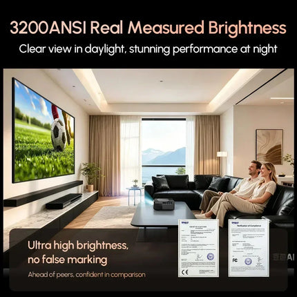 4K Projector 3200ANSI Netflix Certified Native 1080P Android 14 Auto Focus Auto Keystone WiFi6 BT5.4 Outdoor Home Theater HDR10