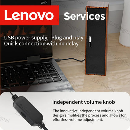 Lenovo C01 Wooden Soundbar Speaker HiFi 360 Surround Stereo Multimedia Desktop Computer Audio Speaker