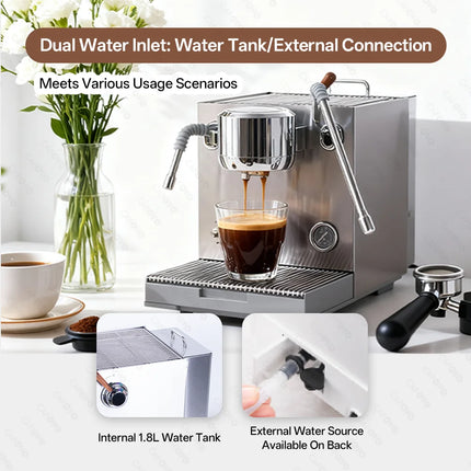CAFOVO E120 Semi-automatic Coffee Machine ULKA Pump 9Bar OPV System Three Boiler with OLED Display for Home Cafe Espresso Maker