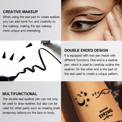 Long-lasting Stamp Black Brown Liquid Eyeliner Pen Triangle Seal Waterproof Smooth Double-ended Eyeliner Quick-drying Eye Makeup