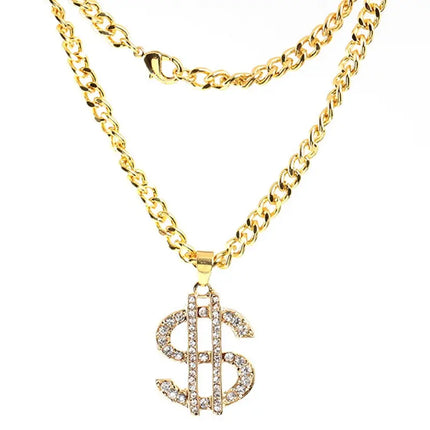 Hiphop Jewelry Money Hip Hop Rap Gold Color US Dollar Pendant Necklace Chain Accessories For Women/Men Bling Jewelry