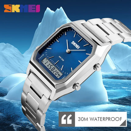 SKMEI Luxury Digital Quartz Watch for Men Sports Chronograph Waterproof Mens Wristwatches Stainless Steel 1612 reloj hombre 1220