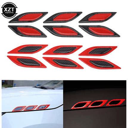 6Pcs/Set Car Reflective Carbon Fiber Sticker 3D Car Styling Reflective Strips Night Safety Warning Reflector Tape Stickers Decal