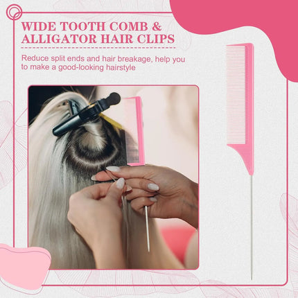 5pcs Hairdressing Tools Pointed Tail Comb Dual Head Eyebrow Brush Triple Row Comb Coiler Hair Salon Styling Comb