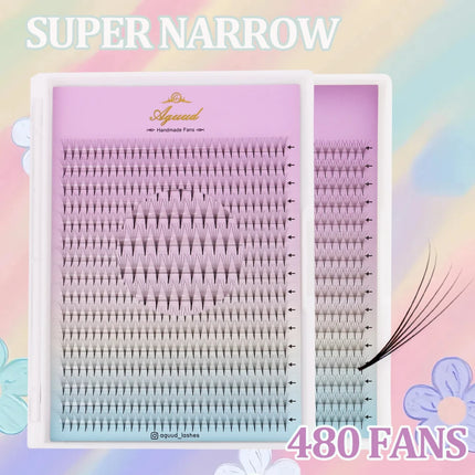 AGUUD New XL Tray Super Narrow Thin Pointy Base Premade Lash Fans 4D 5D 6D 7D 8D Russian Volume Lashes Extension Fans Makeup