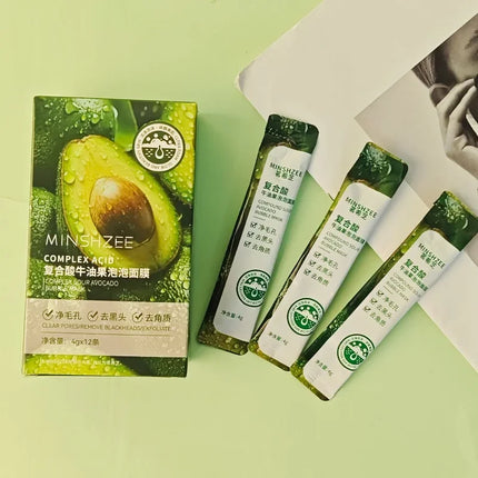 12pcs Avocado Bubble Facial Mask Brightening Firming Moisturizing Face Mask  Beauty Skin Care Facial Bubble Cover Foam Masque