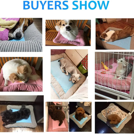 Cooling Pad Bed for Dogs Cats Puppy Kitten Cool Mat Pet Blanket Ice Silk Material Soft for Summer Sleeping Pink Blue Breathable