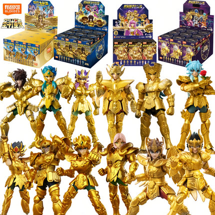 BLOKEES Gold Saint Stars Series Wave1- 4 Blind Box | Saint Seiya Licensed Action Figure Set for Anime Collection & Gift