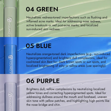 YOUNG VISION 6 Colors Hydrating Fresh Concealer Brightens Skin Tone and Covers Blemishes and Dark Eye Circles Concealer