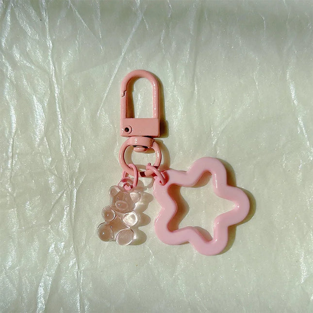 10pcs Metal Keyrings Buckle With Stars Bear Pendant Colored Keychain For Diy Jewelry Making Key Ring Accessories Wholesale