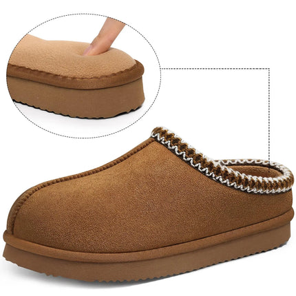 Eyriphy Size 36-37 to 48-49 Women's New Genuine Suede Slippers Winter Slip On Memory Foam Furry Shoes Comfortable Home Slippers