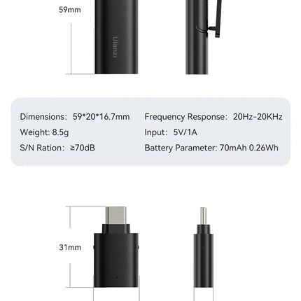 Ulanzi VM-10 Wireless Lavalier Microphone Portable Audio Video Recording Mic For iPhone 16 15 14 Android Live Broadcast Gaming