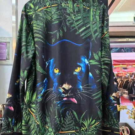 31/5000 2026 Spring/Summer New Luxury Fashion Leopard Print Youth Trendy Digital Embroidery Men's Long-Sleeved Shirt