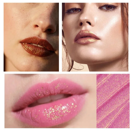 Glitter Pearlescent Crayon Lipstick Quicksand Golden Shining Non-stick Cup Shiny Lip Tint Fine Shimmer Lip Liner Stick Makeup