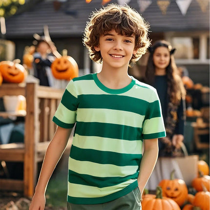 Kids Striped T-shirt Toddler T-shirt Boys Girls Cotton Short Sleeve Tops Children Summer Casual Tee Halloween Carnival Daily Wear