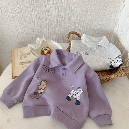 Kids Polo Shirts 2026 Spring Autumn New Sweater for Boys Cartoon Children Polo Shirt Toddler Tops Baby Sweatshirts Clothing
