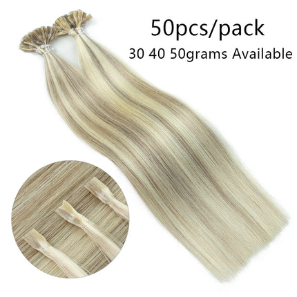 K Tip Hair Extensions Keratin Human Hair Hot Fusion Hair Extension 1cm Italy Keratin Glue Machine Remy 12-24inch 30  50G/pack