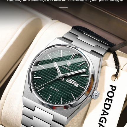POEDAGAR Luxury Original Men's Watch Waterproof Stainless Steel Luminous Men's Wristwatch Date Week Quartz Fashion Watches For Men