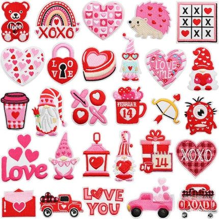 10PCS Wholesale Pink Car Shape Embroidery Pink Love Style Patches DIY Cloth for Hats/T-shirt/Jeans Girls Kids Valentine Iron on