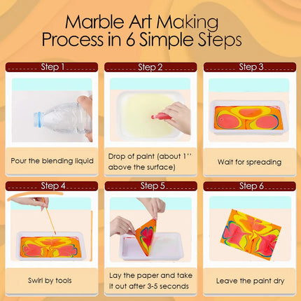 Marble Painting Kit for Kids,Arts and Crafts Paint On Water Set,Water Marbling Paint Kit Ideal Gifts for Girls & Boys Age 4-16