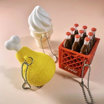 Calming Keychain Keys Finger Button Anti-stress Toys Strawberry Cake Ice Funny Decompression Gifts for Children Adults
