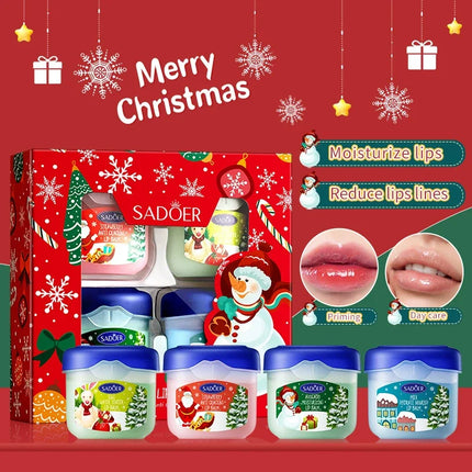 Christmas Gift Box,Lip Balm 4PCS/box Lip Makeup Set, Durable Moisturizer, Christmas Women's Gift Nourishing Lipstick Skin Care