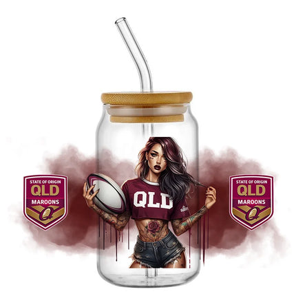 New Design Rugby Girls Series 3D UV DTF Cup Wraps for 16oz Waterproof UV DTF Transfer Sticker Glasses Mug DIY Wrap Sticker