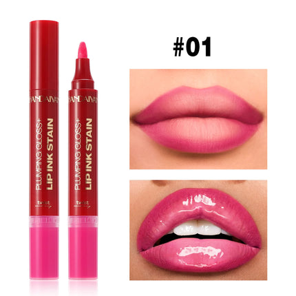 Lip Pencil Liquid Liner Double Head 2in1 Waterproof Tint Nude Oil Plump Gloss Mirror Lasting Moisturizing