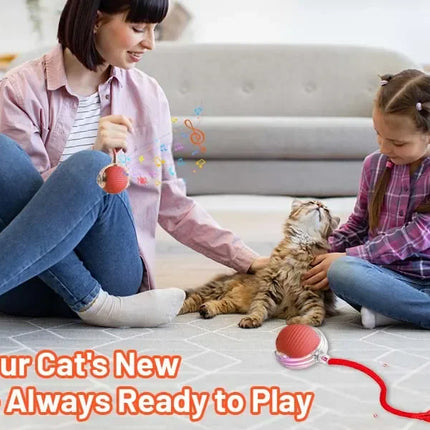 Cat Interactive Ball Toy Automatic Rolling Ball Faux Tail Rechargeable Smart Pet Electric Toy Dog Cat Training Imitate Mouse