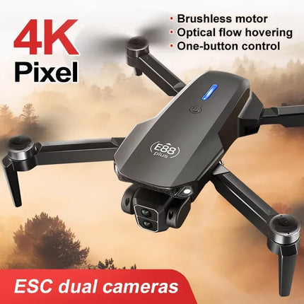 E88 Plus Quadcopter Drone w/ 90° Adjustable Camera: Brushless, Optical Flow, RC Toy