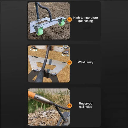 ABYN-Dual-Head Steel Weeder For Garden Manual Push Weeding Tool Wheeled Hoe Design