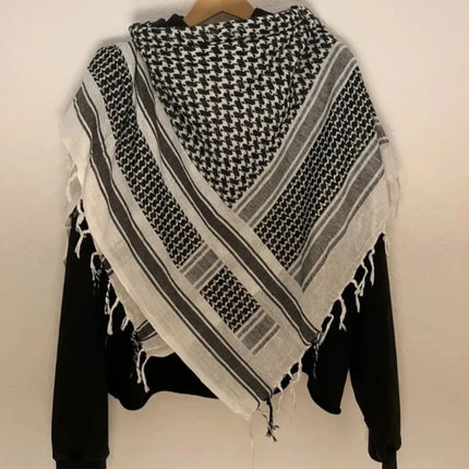 Autumn Winter Arab Style Aesthetic Plaid Contrast Scarf Decorative Hoodie Long Sleeved Letter Printing Loose Street Fashion Coat