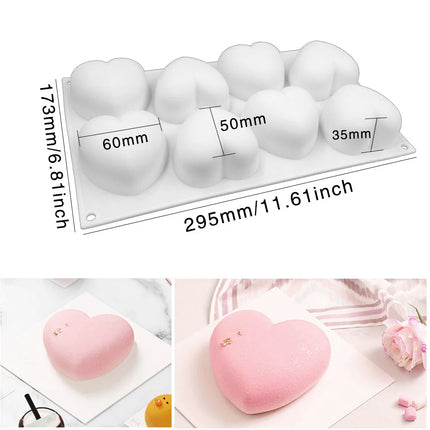 Silicone Pastry Molds for Chocolate 3D Heart Shaped Mousse Cake Dessert Baking Pan Mini Muffin Jelly Fondant Bakeware Moulds