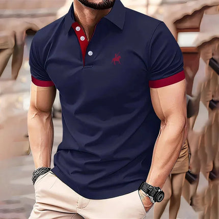 New men's T-shirt, classic short-sleeved Polo shirt, summer top, casual T-shirt, button-down lapel, oversized S-2XL casual Polo