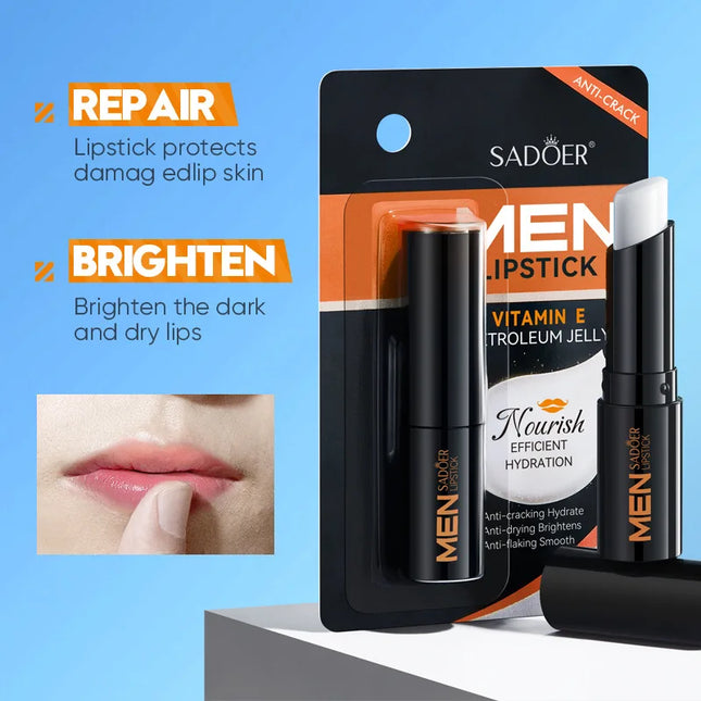 SADOER Men's Lip Balm Moisturizing Anti-Cracking Repair Nourishing Hydrating Lipstick Men's Lip Skin Care Products