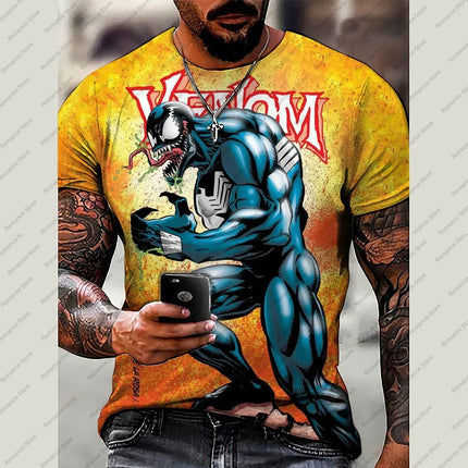 Venom Men's T-shirt Spider-Man T-shirt 3D Marvel Print Short Sleeve Fashion plus size Men's Shirt New Summer Kids Clothing