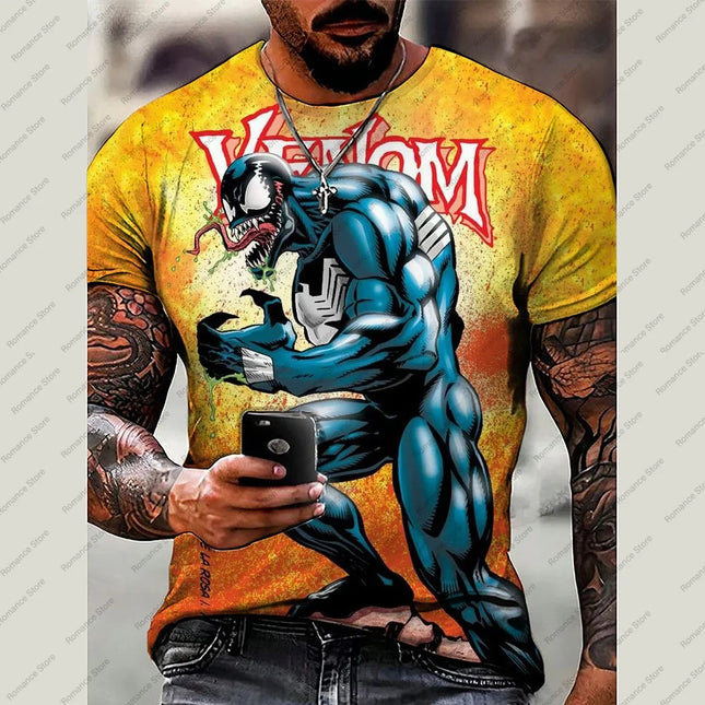 Venom Men's T-shirt Spider-Man T-shirt 3D Marvel Print Short Sleeve Fashion plus size Men's Shirt New Summer Kids Clothing