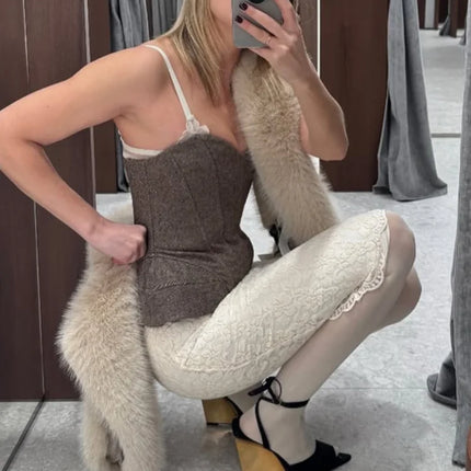 Women Solid Deep-v Satin Camisole Corset Top Elegant Double-strap Fitted Cropped Back-tie 2026 Chic Versatile Date Lady Tops
