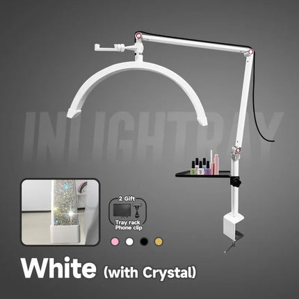 2025 Custom LOGO NEW Half-Moon Ring Light Moon Lamp Makeup Skincare Beauty Tattoo Lash Light Nail Table Facial Bed Clip-on Lamp