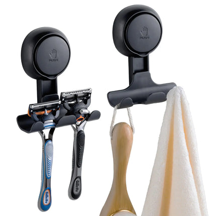 TAILI 2pcs Shaver Holder Washroom Wall Sucker Suction Cup Hook Razor No Drilling Bathroom Removable Reusable Shaver Holder Hook