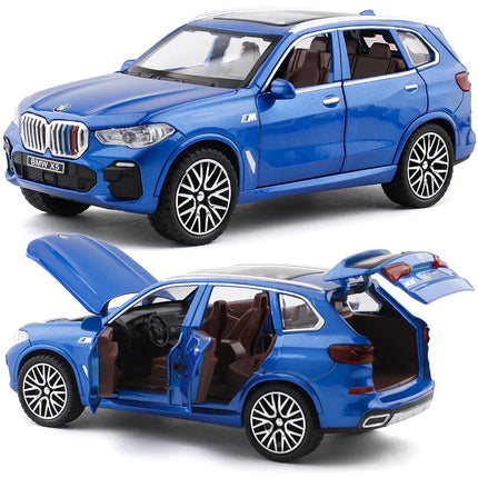 1:32 BMW X5 SUV Alloy Car Diecast Model Sound & Light Pull Back Toy Car Central Control Ornaments Trendy Display Ornament Toy