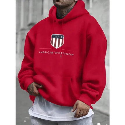 2025 Men's Hoodie Warm Men's Sweatshirt Fashion Street Casual Men's Loose Cool 1949 Printed Pullover  Hoodie