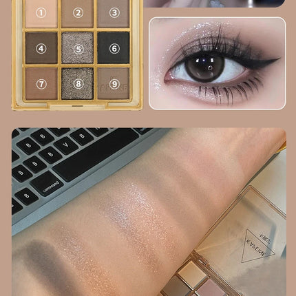 9 Colors Dark Punk Smoked Eyeshadow Palette Blue Black Pearl Matte Eye Shadow Makeup Palette Brightening Shimmer Lying Silkworm