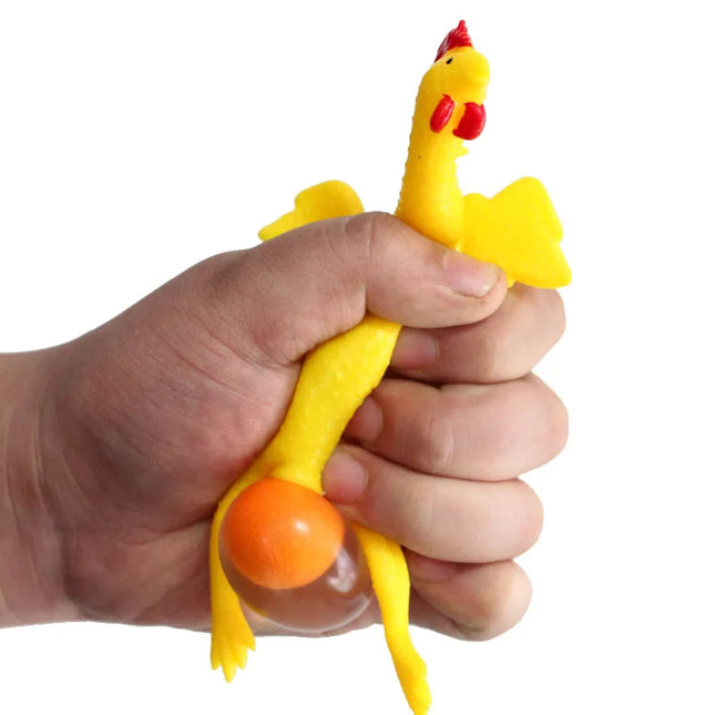 1PC Funny Fidget Keychains Novelty Antistress Squeeze Laying Egg Chicken Toys Keyring Surprise Squishy Kids Children Toys