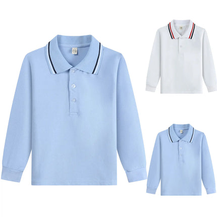Kids Polo Shirts Casual Spring Autumn Tops School Wear Children Clothing Boys Girls Cotton T-Shirts Half Button Down Shirts